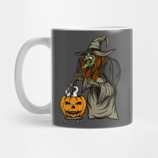 Halloween witch and pumpkin Mug